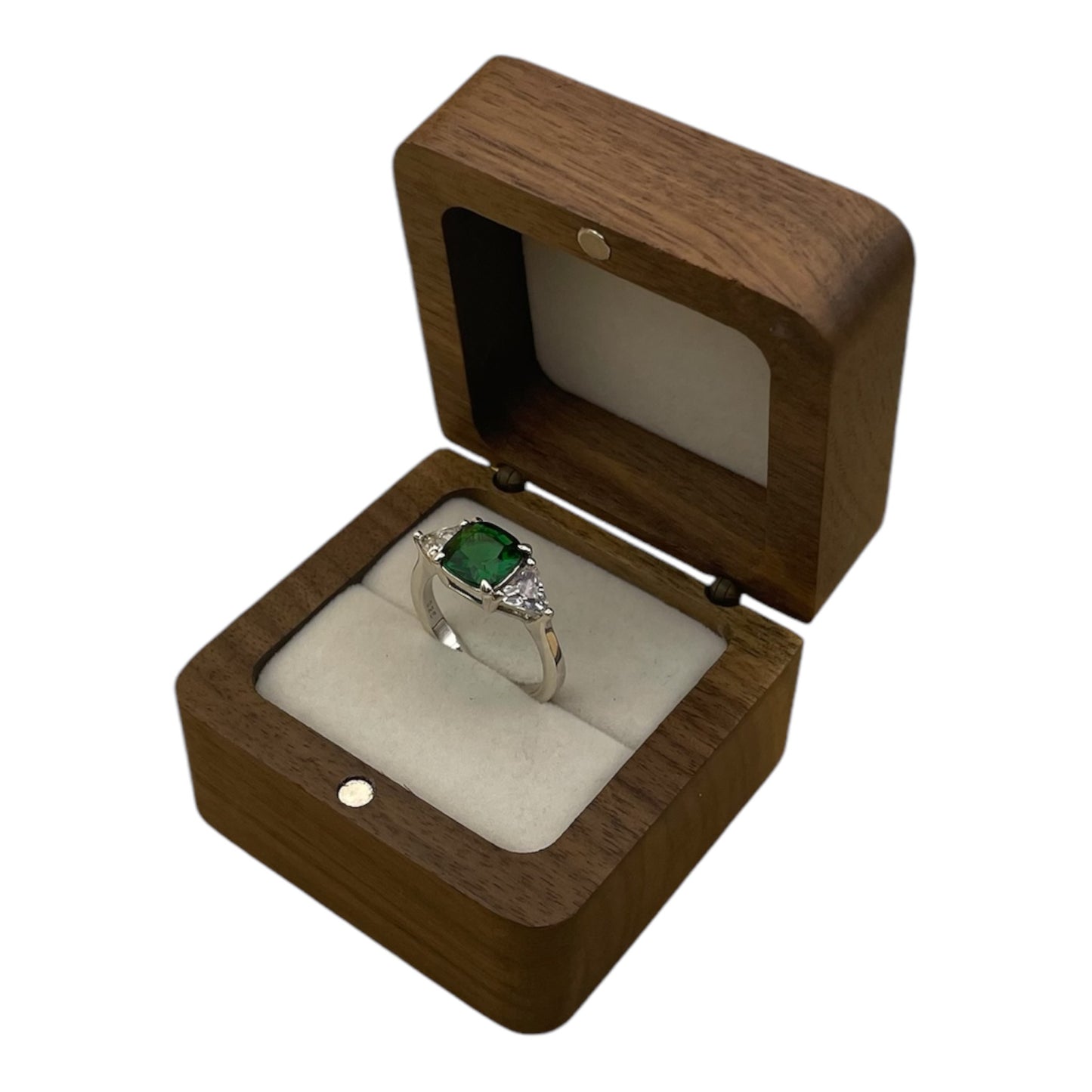 Anillo de esmeralda con zafiros blanco