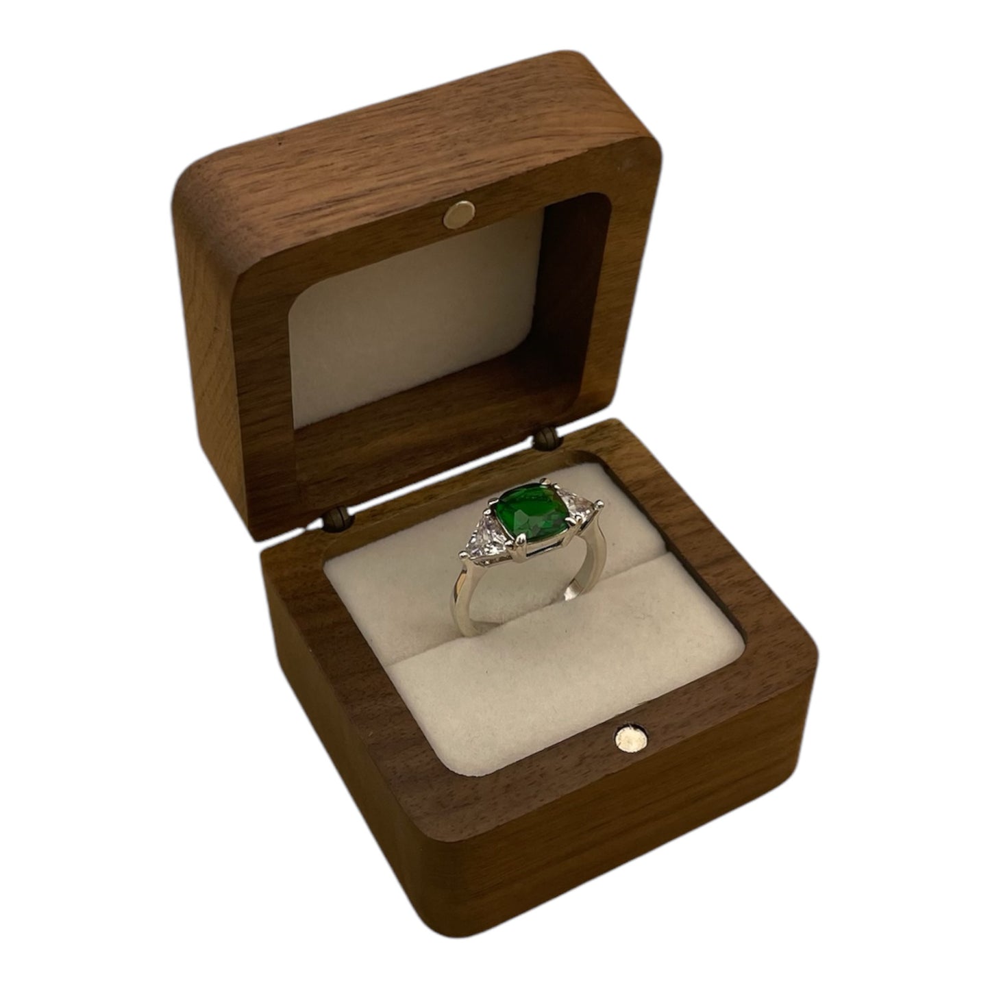 Anillo de esmeralda con zafiros blanco