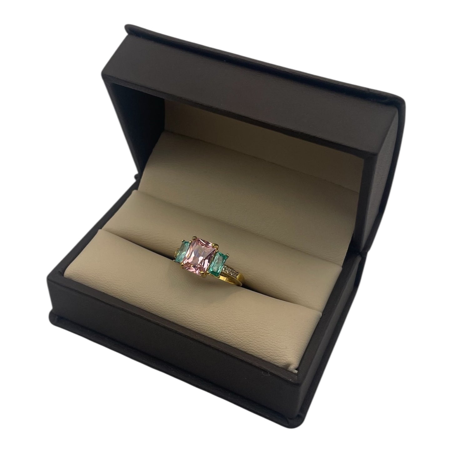 Trilogía de Vida — Anillo con turmalinas y zafiros blancos