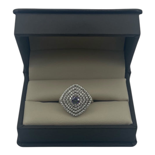 Anillo Exclusivo con Topacio Místico y Zafiros Blancos