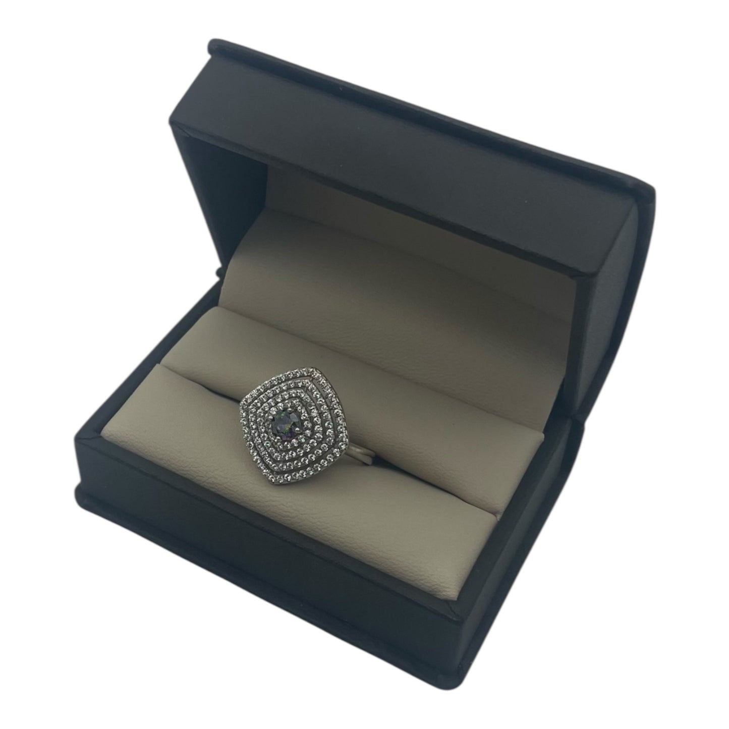 Anillo Exclusivo con Topacio Místico y Zafiros Blancos